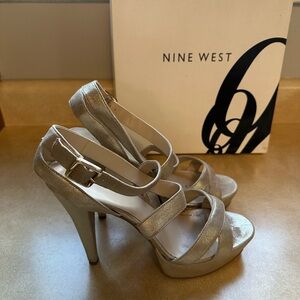 Nine West Krysten Gold Suede Strappy Platform Sandals